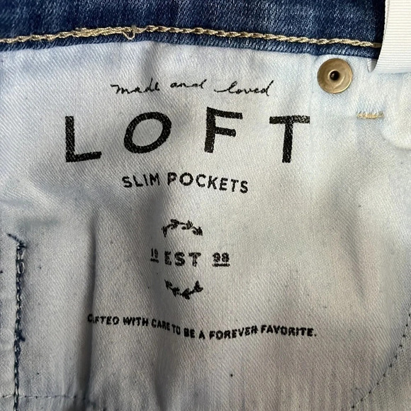 Loft Slim Pocket Side Trim Raw Step Hem Skinny Jeans - Size 27 - Picture 6 of 9